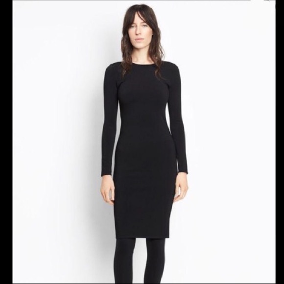NWT VINCE black stretchy midi bodycon knit dress - Picture 1 of 7
